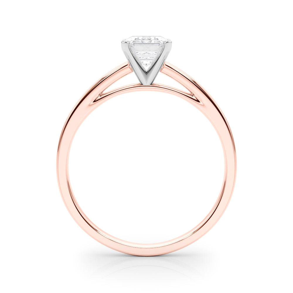 Rose gold Radiant Solitaire Diamond Engagement Ring with Four-Prong Setting on a Classic Band 1