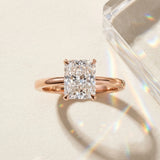 Rose gold Radiant Solitaire Diamond Engagement Ring with Four-Prong Setting on a Classic Band_16