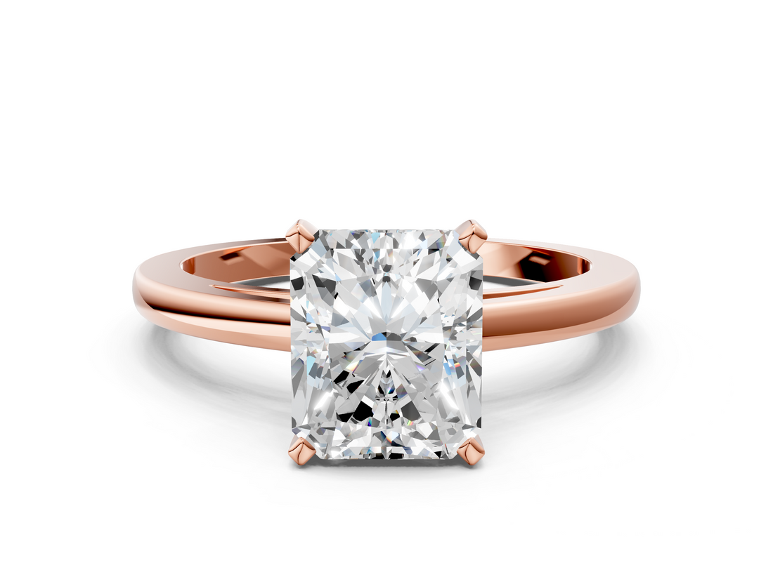 Rose gold Radiant Solitaire Diamond Engagement Ring with Four-Prong Setting on a Classic Band_18