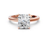 Rose gold Radiant Solitaire Diamond Engagement Ring with Four-Prong Setting on a Classic Band_18