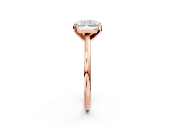 Rose gold Radiant Solitaire Diamond Engagement Ring with Four-Prong Setting on a Classic Band