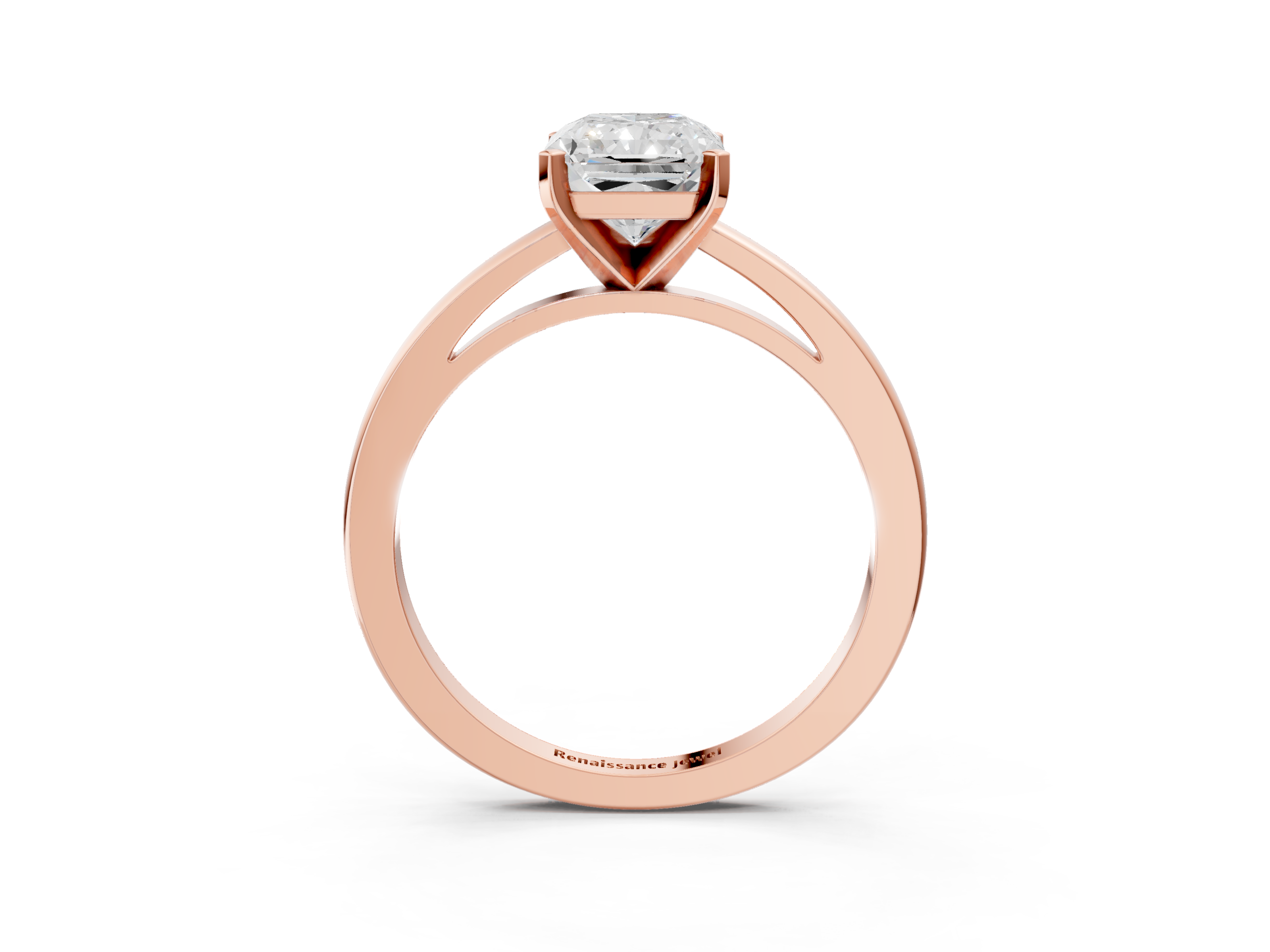 Rose gold Radiant Solitaire Diamond Engagement Ring with Four-Prong Setting on a Classic Band_21
