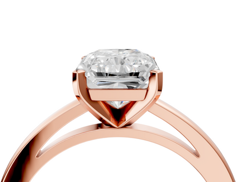 Rose gold Radiant Solitaire Diamond Engagement Ring with Four-Prong Setting on a Classic Band_22