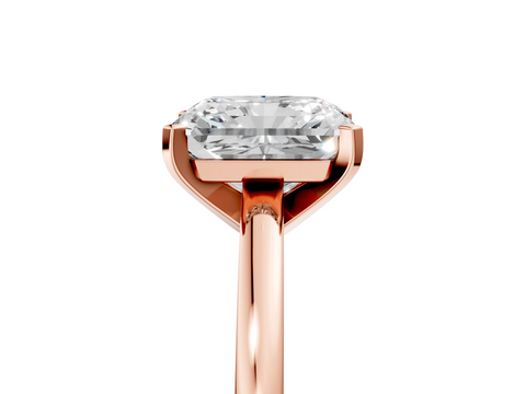Rose gold Radiant Solitaire Diamond Engagement Ring with Four-Prong Setting on a Classic Band_23