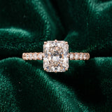 Rose gold Radiant Solitaire Diamond Engagement Ring with Pavé Band and Six-Prong Setting_15