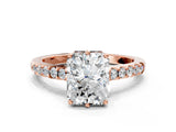 Rose gold Radiant Solitaire Diamond Engagement Ring with Pavé Band and Six-Prong Setting_27