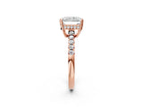 Rose gold Radiant Solitaire Diamond Engagement Ring with Pavé Band and Six-Prong Setting_29