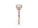 Rose gold Radiant Solitaire Diamond Engagement Ring with Pavé Band and Six-Prong Setting_34