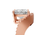 Rose gold Radiant Solitaire Diamond Engagement Ring with Pave Band and Four-Prong Setting 1