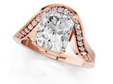 Rose gold Radiant Solitaire Diamond Engagement Ring with Pave Band and Four-Prong Setting 3