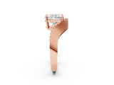 Rose gold Radiant Solitaire Diamond Engagement Ring with Pave Band and Four-Prong Setting 4