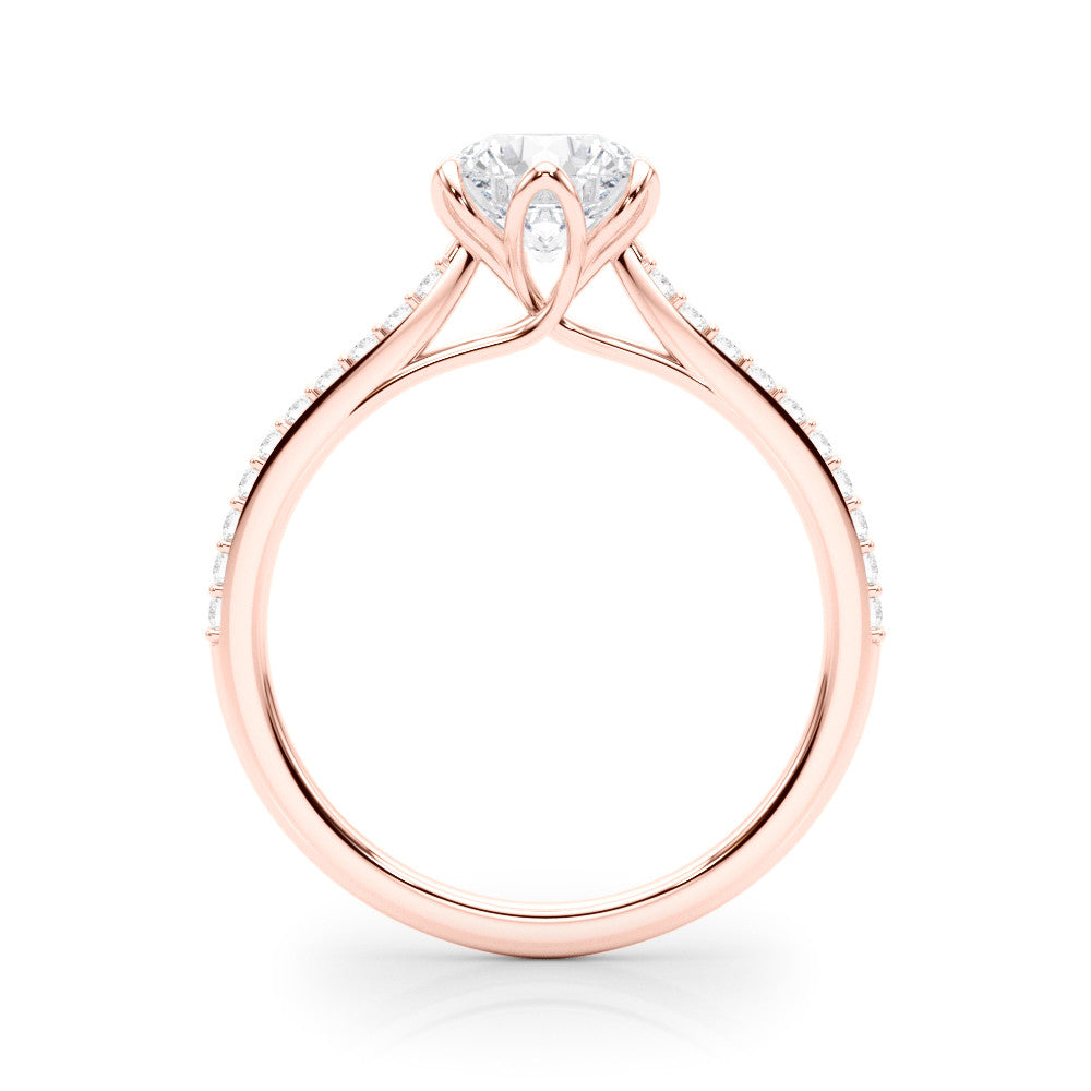 Rose gold Radiant Solitaire Diamond Engagement Ring with Pave Band and Six-Prong Setting 1