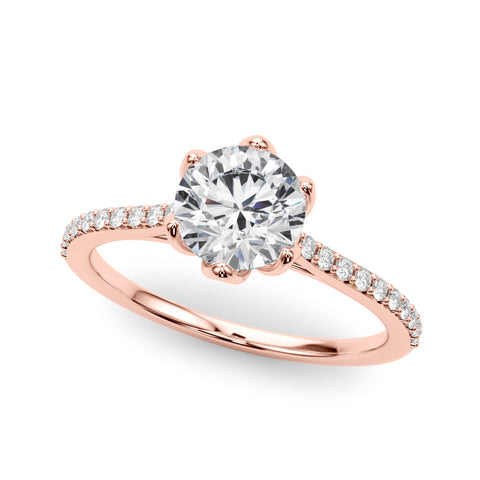 Rose gold Radiant Solitaire Diamond Engagement Ring with Pave Band and Six-Prong Setting 2