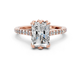 Rose gold Radiant Solitaire Diamond Engagement Ring with Pave Band and Six-Prong Setting_38