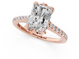 Rose gold Radiant Solitaire Diamond Engagement Ring with Pave Band and Six-Prong Setting_39