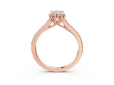 Rose gold Radiant Solitaire Diamond Engagement Ring with Pave Band and Six-Prong Setting_41
