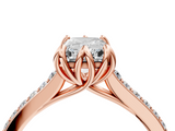 Rose gold Radiant Solitaire Diamond Engagement Ring with Pave Band and Six-Prong Setting_42