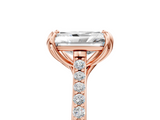 Rose gold Radiant Solitaire Diamond Engagement Ring with Pave Band and Six-Prong Setting_43