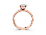 Rose gold Radiant Solitaire Diamond Engagement Ring with XO Engraved Band and Four-Prong Setting 3
