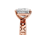 Rose gold Radiant Solitaire Diamond Engagement Ring with XO Engraved Band and Four-Prong Setting 5
