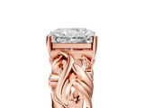Rose gold Radiant Solitaire Diamond Leaf Vine Band with Prong Setting_55