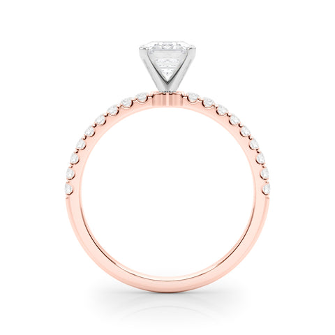 Rose gold Radiant Solitaire Diamond Pavé Band with Four-Prong Setting 1