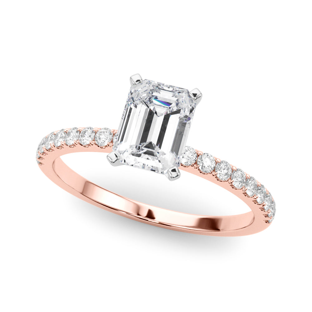 Rose gold Radiant Solitaire Diamond Pavé Band with Four-Prong Setting 2