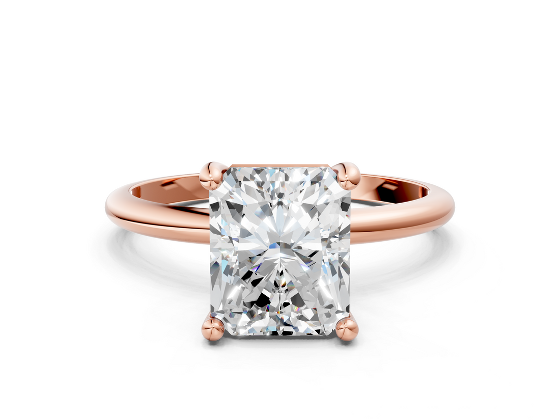 Rose gold Radiant Solitaire Diamond Ring with 4-Prong Setting on a Classic Band_3