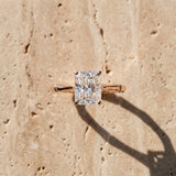 Rose gold Radiant Solitaire Diamond Ring with Bamboo Band and Four-Prong Setting_16