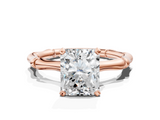 Rose gold Radiant Solitaire Diamond Ring with Bamboo Band and Four-Prong Setting_38
