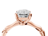 Rose gold Radiant Solitaire Diamond Ring with Bamboo Band and Four-Prong Setting_42