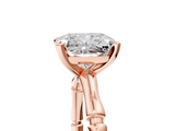 Rose gold Radiant Solitaire Diamond Ring with Bamboo Band and Four-Prong Setting_43