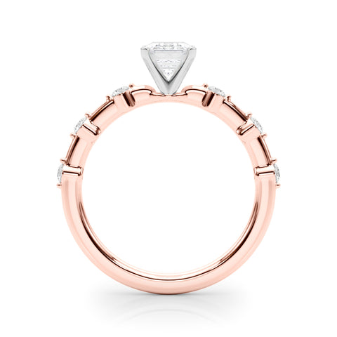 Rose gold Radiant Solitaire Diamond Ring with Bezel Set Side Stones and Prong Setting 1