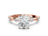 Rose gold Radiant Solitaire Diamond Ring with Bezel Set Side Stones and Prong Setting_17