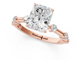 Rose gold Radiant Solitaire Diamond Ring with Bezel Set Side Stones and Prong Setting_18
