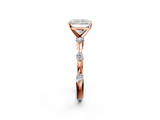 Rose gold Radiant Solitaire Diamond Ring with Bezel Set Side Stones and Prong Setting_19