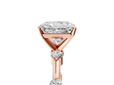 Rose gold Radiant Solitaire Diamond Ring with Bezel Set Side Stones and Prong Setting_22