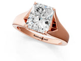 Rose gold Radiant Solitaire Diamond Ring with Cathedral Band and Four-Prong Setting_67