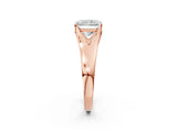 Rose gold Radiant Solitaire Diamond Ring with Cathedral Band and Four-Prong Setting_68