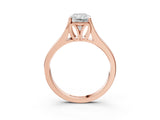 Rose gold Radiant Solitaire Diamond Ring with Cathedral Band and Four-Prong Setting_69