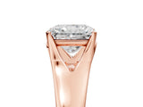 Rose gold Radiant Solitaire Diamond Ring with Cathedral Band and Four-Prong Setting_71