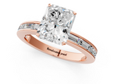 Rose gold Radiant Solitaire Diamond Ring with Channel-Set Baguette Band and Four-Prong Setting_90