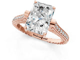 Rose gold Radiant Solitaire Diamond Ring with Channel Set Band and Bezel Prong Setting_57
