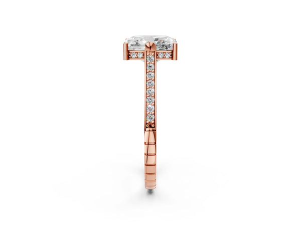 Rose gold Radiant Solitaire Diamond Ring with Channel Set Band and Bezel Prong Setting