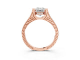Rose gold Radiant Solitaire Diamond Ring with Channel Set Band and Bezel Prong Setting_59