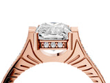 Rose gold Radiant Solitaire Diamond Ring with Channel Set Band and Bezel Prong Setting_60