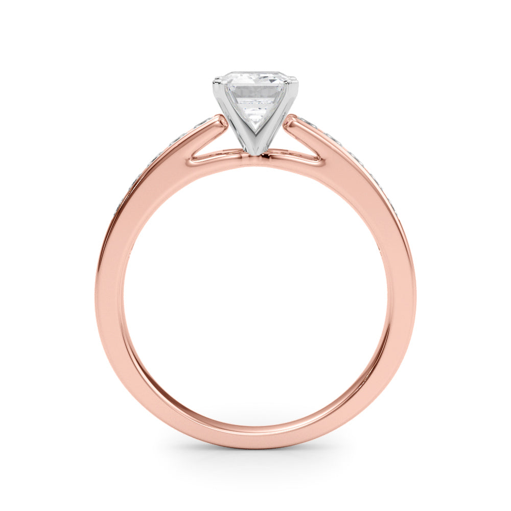 Rose gold Radiant Solitaire Diamond Ring with Channel-Set Band and Four-Prong Setting 1