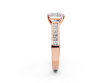 Rose gold Radiant Solitaire Diamond Ring with Channel-Set Band and Four-Prong Setting_19