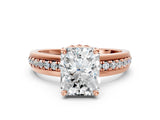 Rose gold Radiant Solitaire Diamond Ring with Channel Set Band and Six-Prong Setting_48
