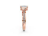 Rose gold Radiant Solitaire Diamond Ring with Channel Set Band and Six-Prong Setting_50